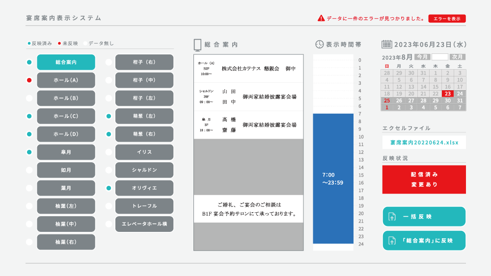 デジタルサイネージ操作パネル