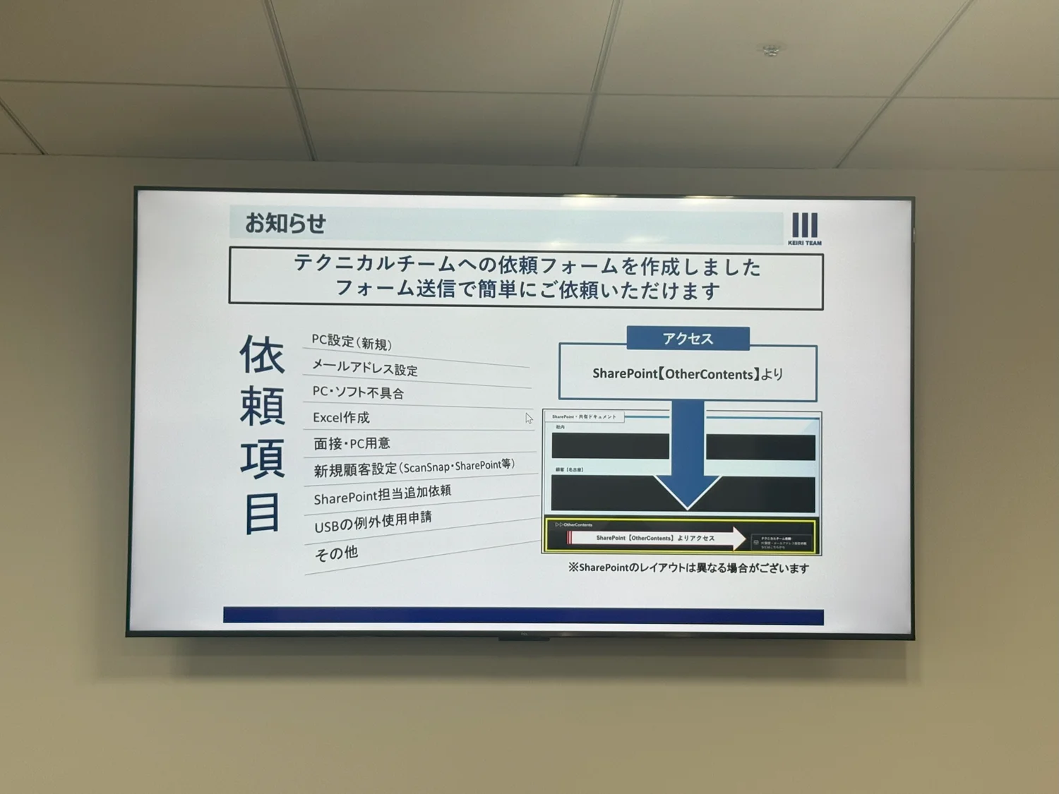株式会社経理チーム様 オフィスの社内情報共有サイネージ導入事例